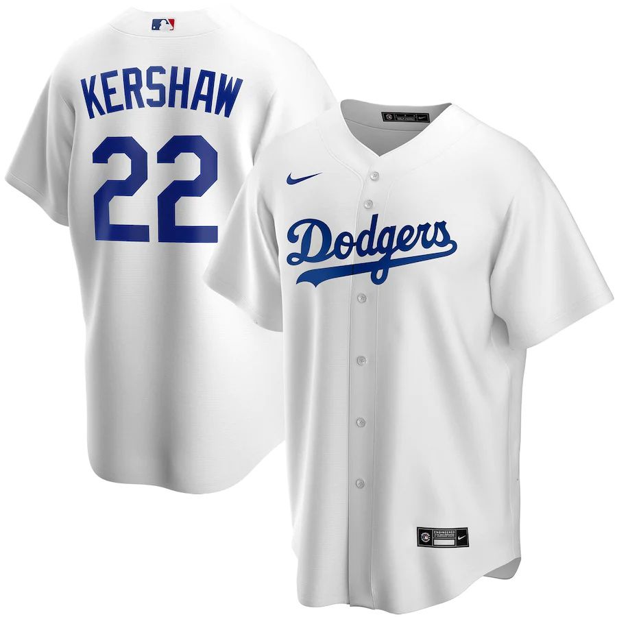 Youth Los Angeles Dodgers 22 Clayton Kershaw Nike White Home Replica Player MLB Jerseys